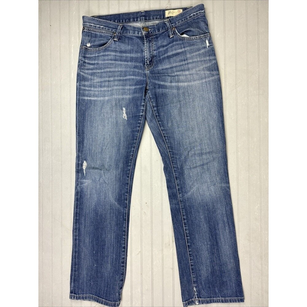 Gap Size 30 10 Womens Jeans Straight Mid Rise Stretch Med Wash Distress